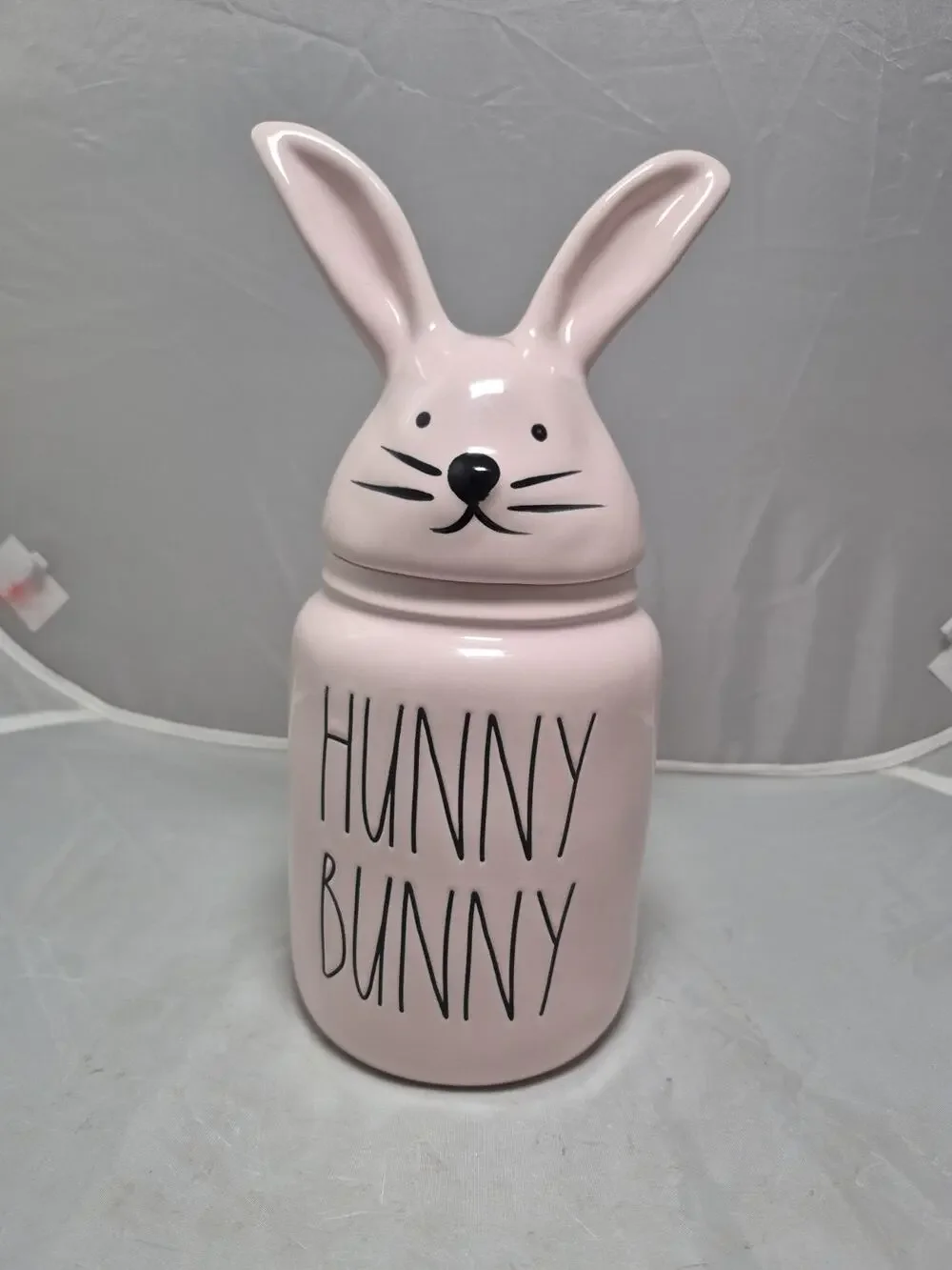 💥 Rae Dunn HUNNY BUNNY Bunny Head Pink Canister Cookie Jar NEW